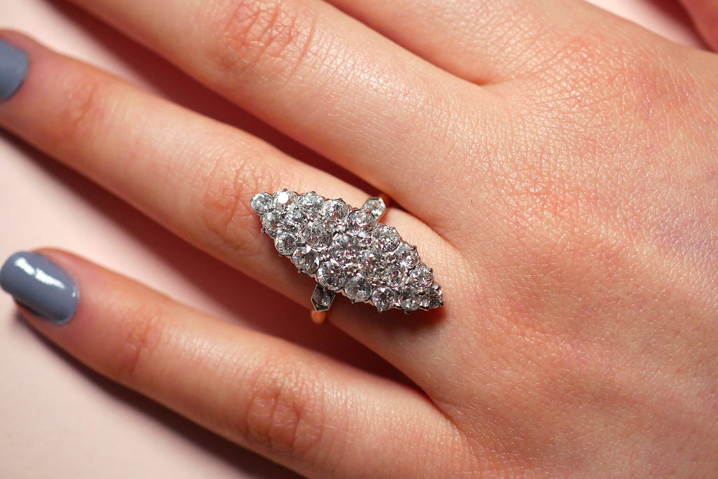 Cocktail Ring: Cluster Diamond Vintage Style Ring