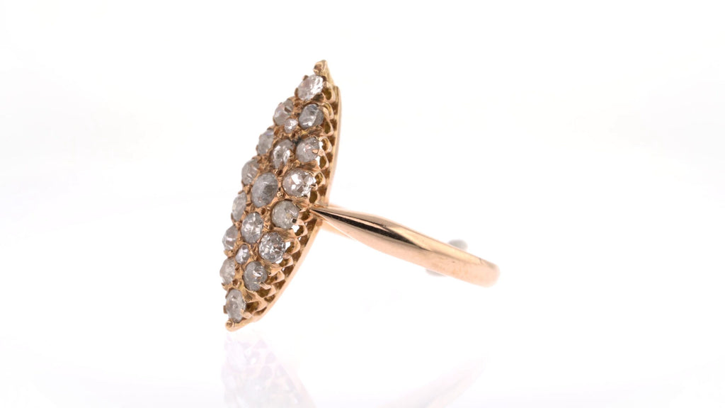 Cocktail Ring: Diamond Navette Cluster Ring in 14k Rose Gold