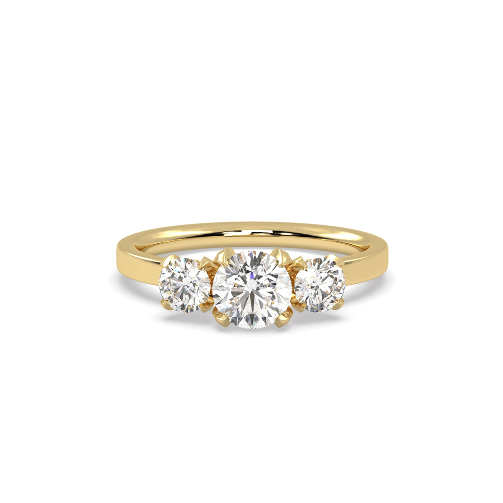 Diamond Trilogy Engagement Ring in 18k Yellow Gold
