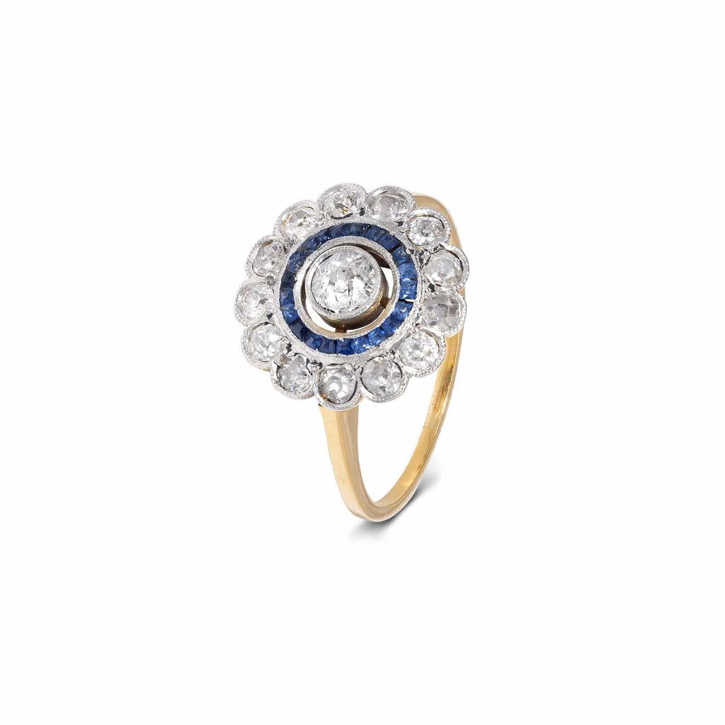 Cocktail Ring: Diamond and Sapphire 'Target' Ring