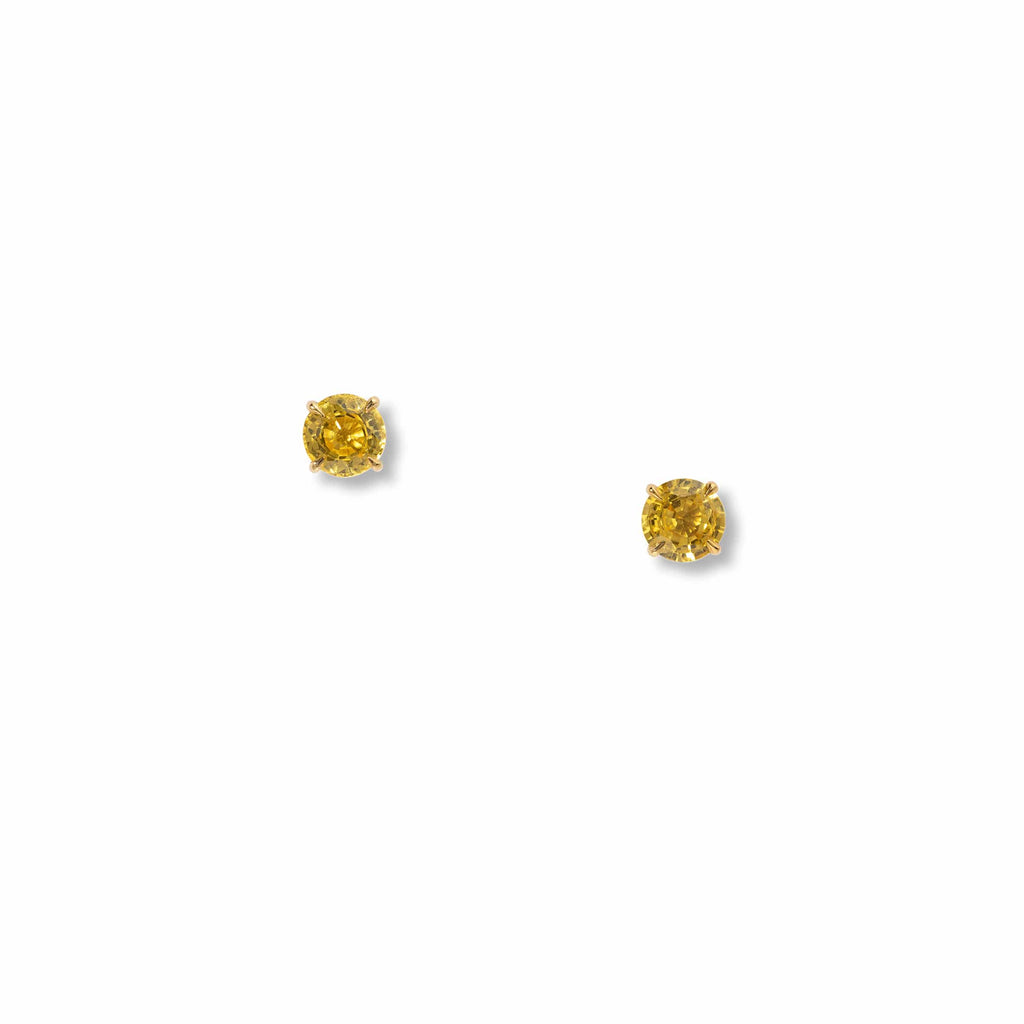 Stud Earrings: Yellow Sapphire Solitaire Earrings in 18k Yellow Gold