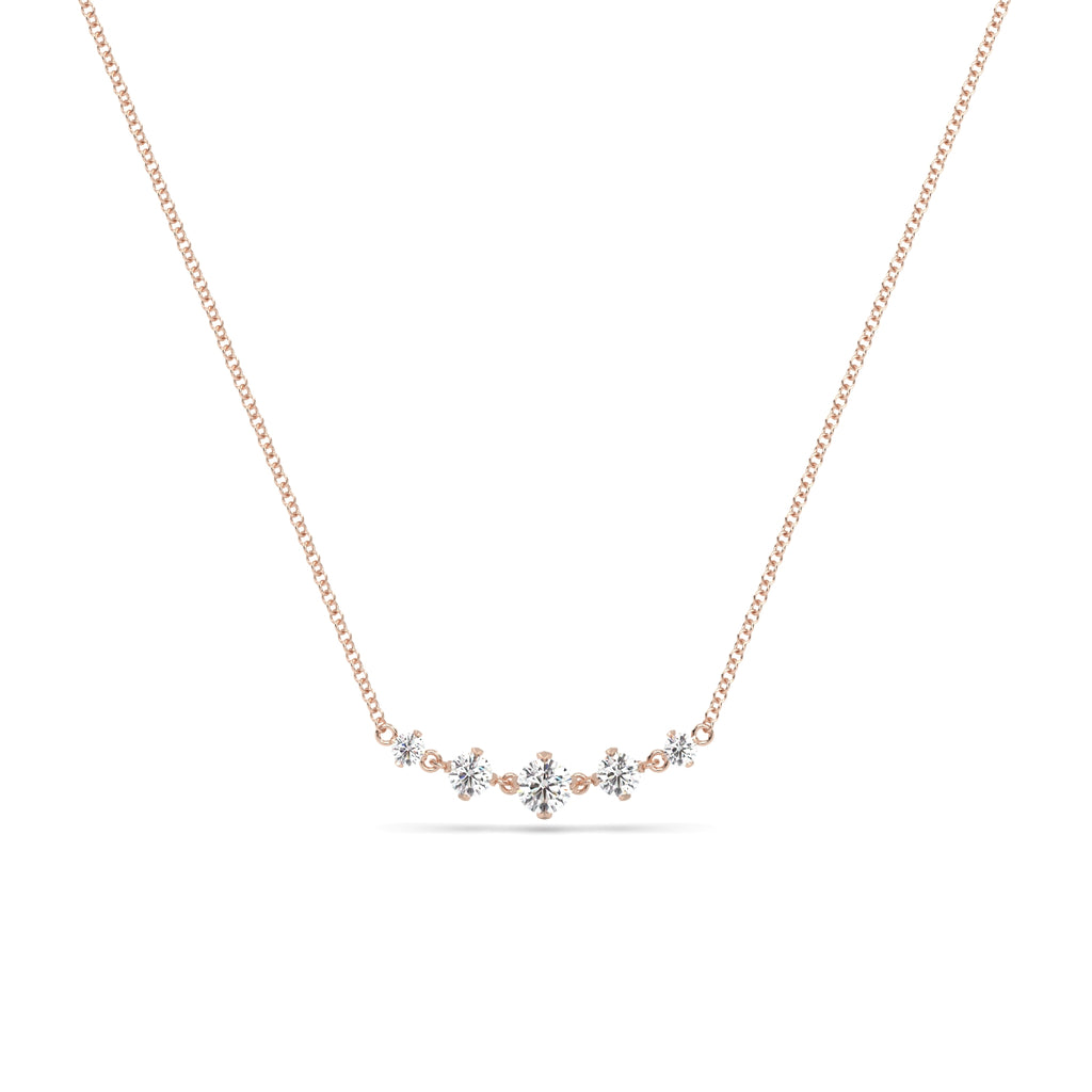 5 Stone Diamond Necklace in 18k Rose Gold