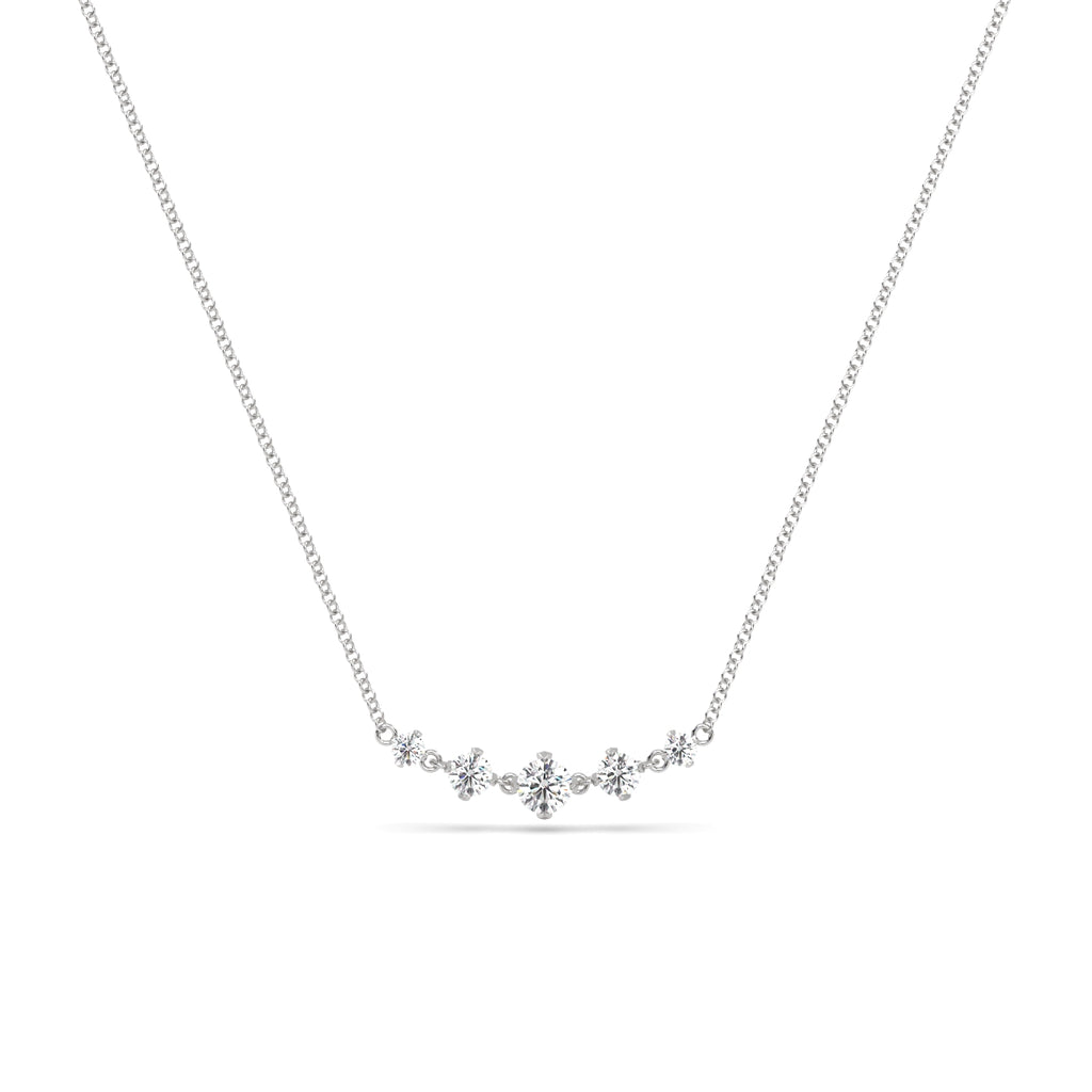 5 Stone Diamond Necklace in 18k White Gold