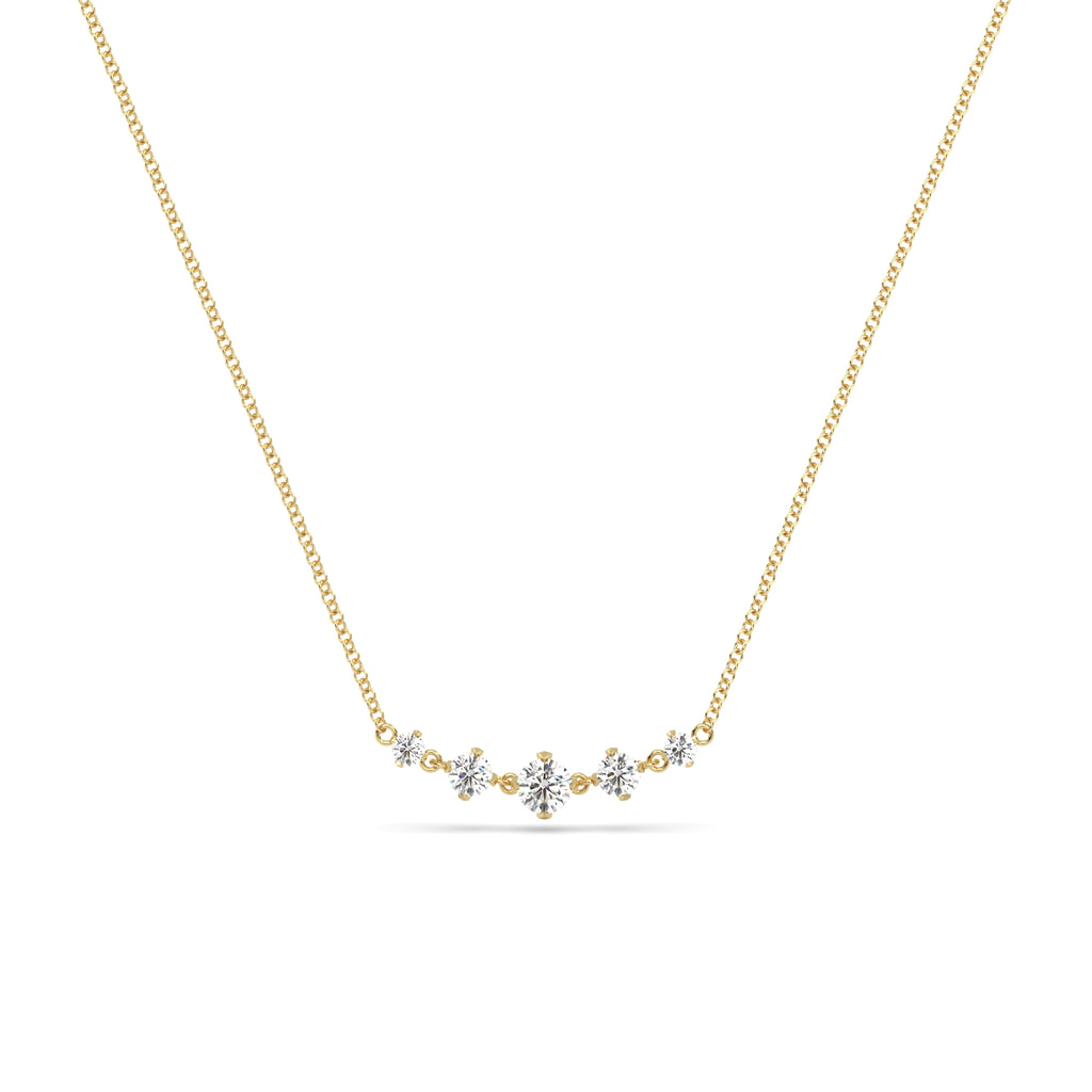 5 Stone Diamond Necklace in 18k Yellow Gold