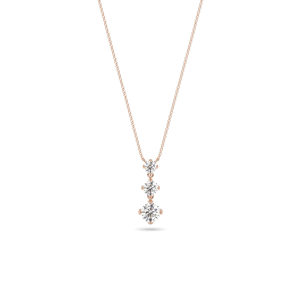 Diamond Trilogy Necklace in 18k Rose Gold