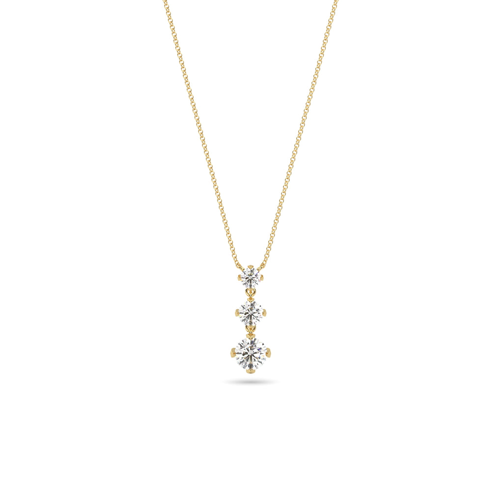 Diamond Trilogy Necklace in 18k Yellow Gold