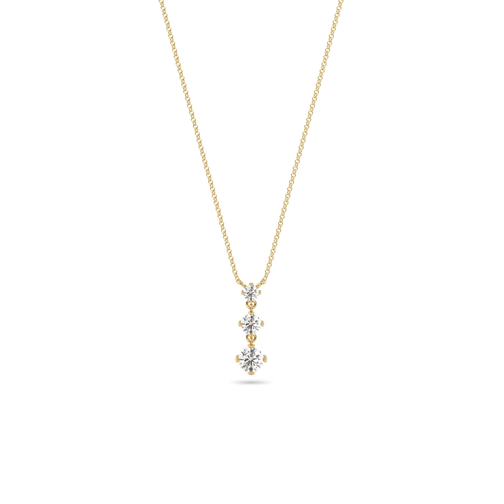 Three Stone Diamond Necklace in 18k Yellow Gold