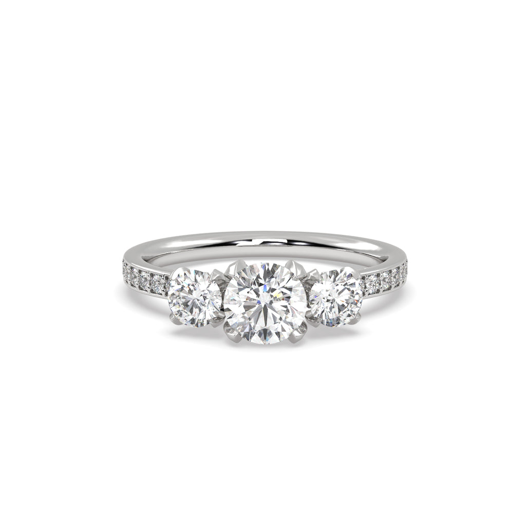 Round Diamond Trilogy Engagement Ring in Platinum